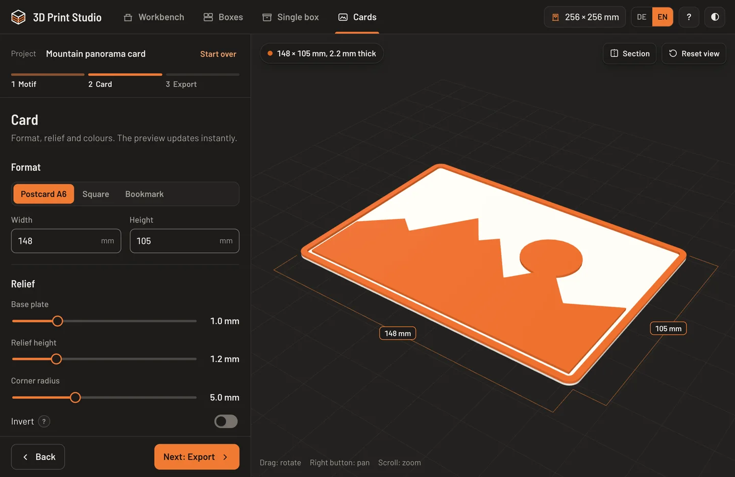 Cards step in dark mode