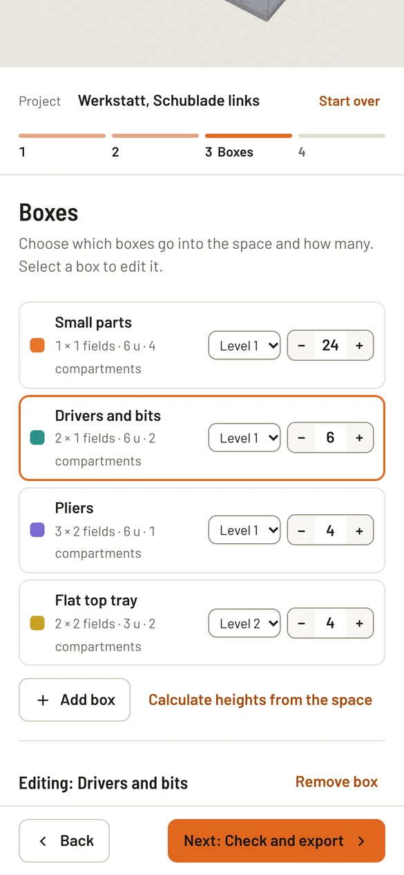 Box editor on a phone